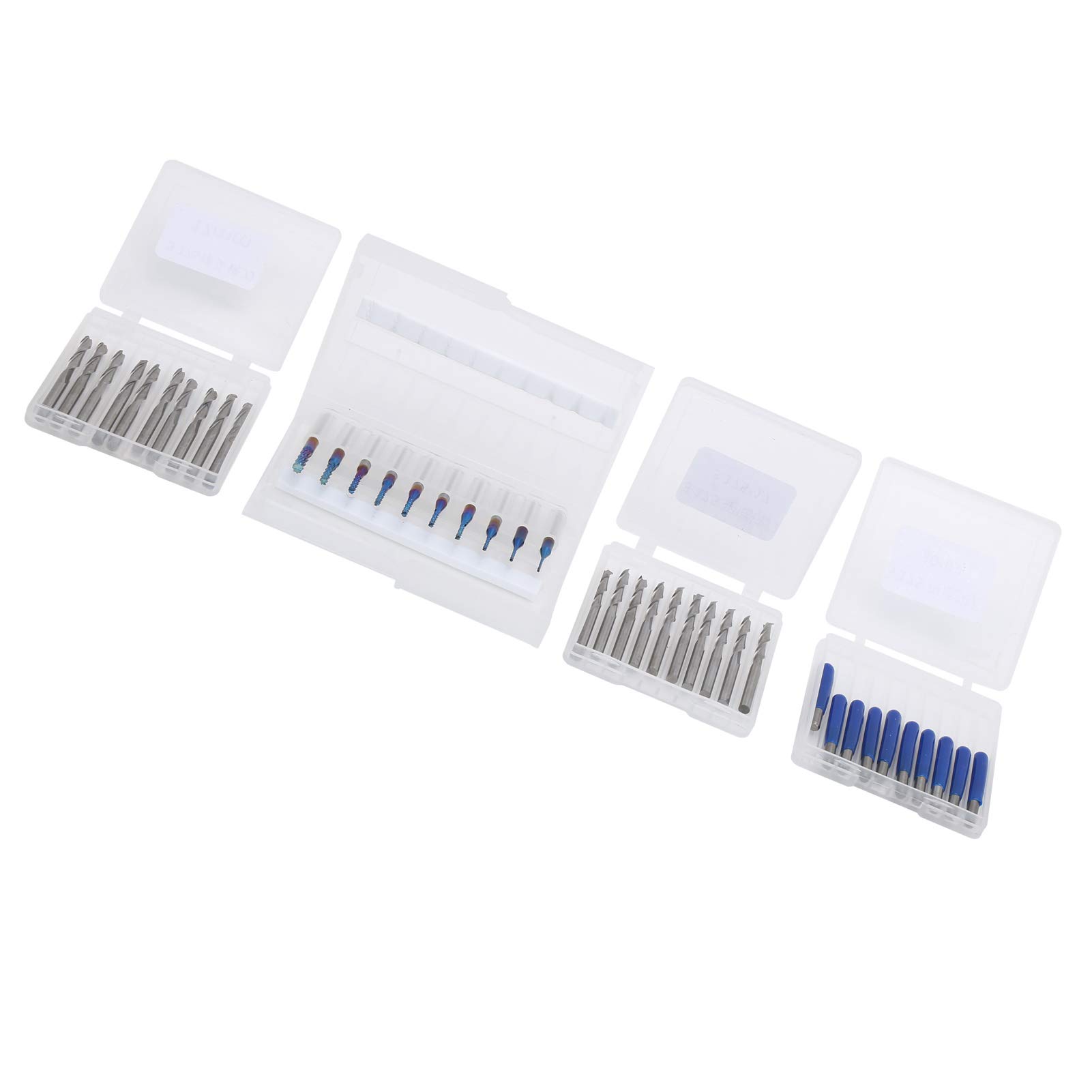 40 szt. Zestaw frezów Trzpień 3.175 Maszyna do grawerowania ze stali wolframowej do formy PCB Plastikowe włókno węglowe Twarde drewno Trwałe, szybkie narzędzia powlekane Ti