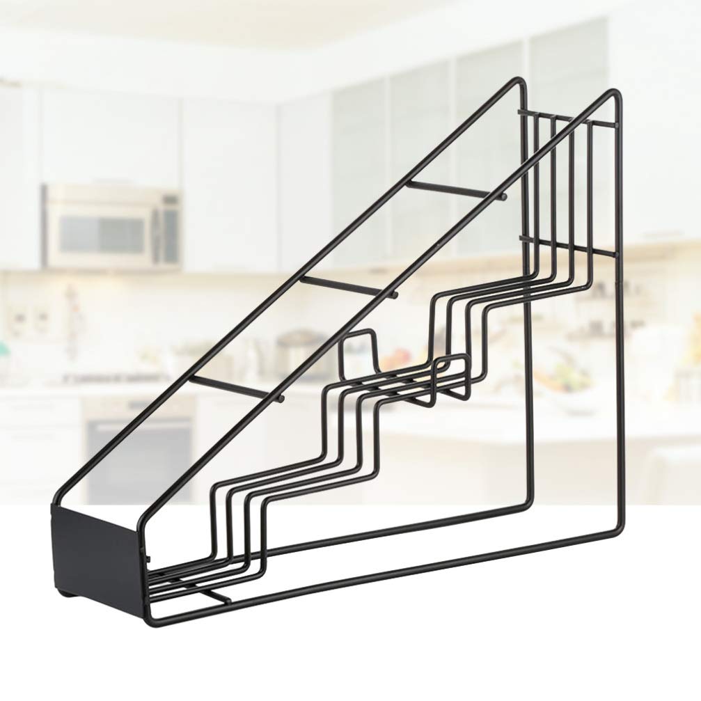 Portabottiglie in acciaio inox per sciroppo, 4 scomparti, organizer per bottiglie per sciroppo e condimenti, nero