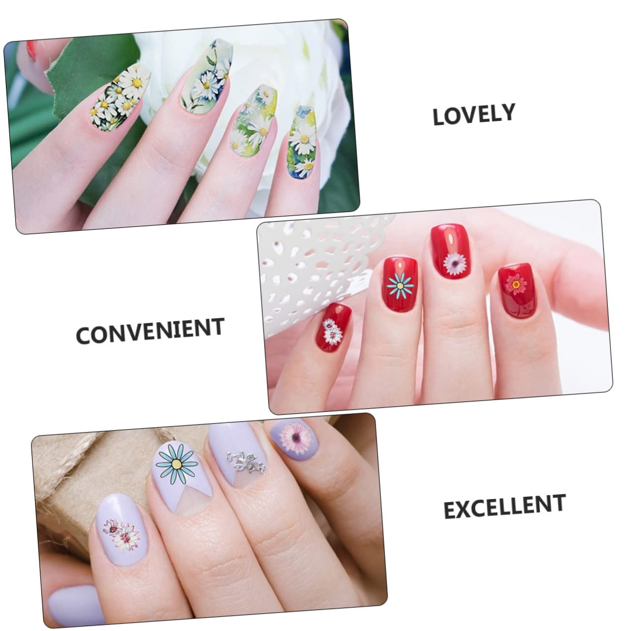 3 Set Adesivi Unghie Fiori Autoadesivi Decorazioni Nail Art Per Manicure Diy Facile Applicazione Per Principianti E Professionisti Per Quotidiana 5 Fogli*3