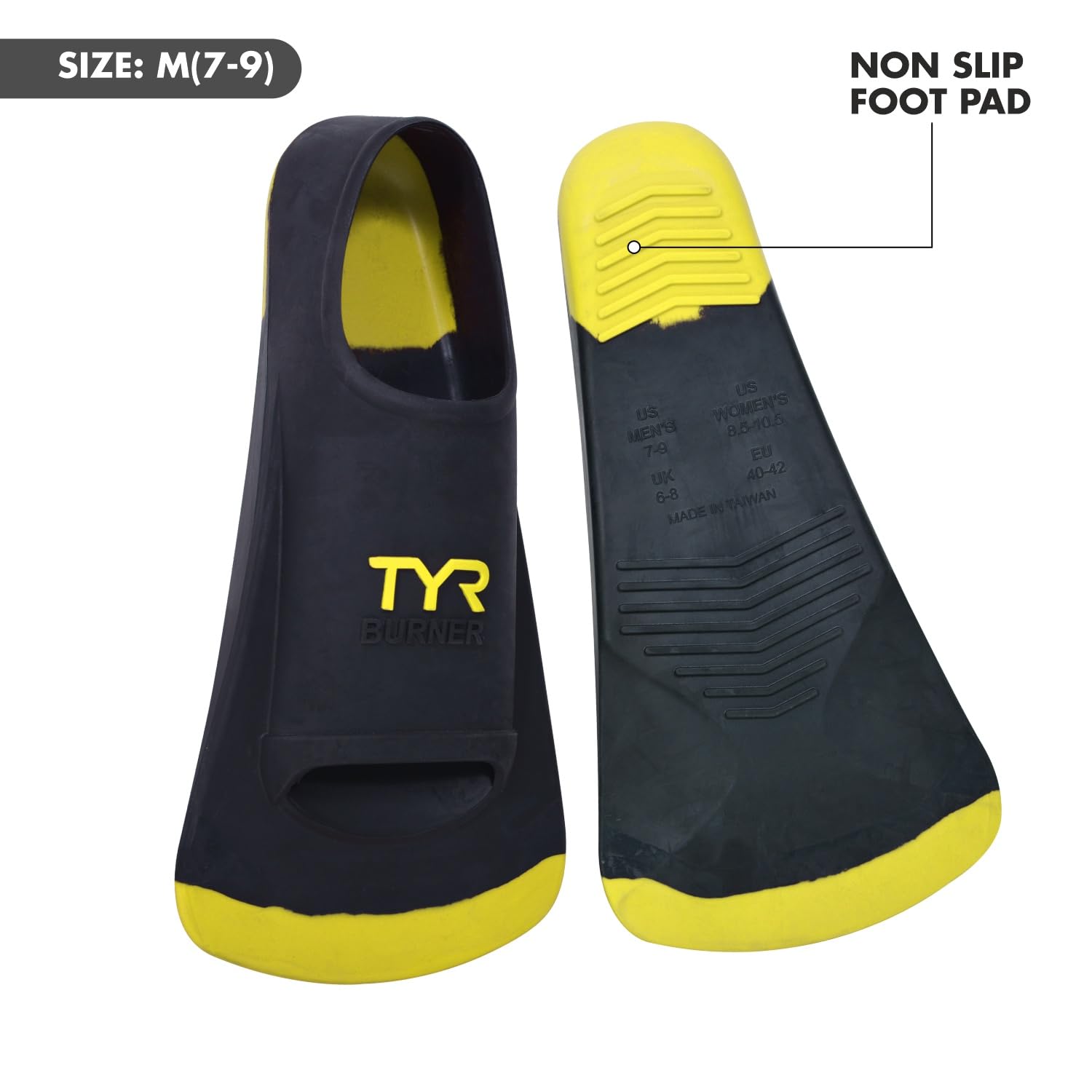 TYR Burner EBP Flossen schwarz Schuhgröße EU 38-40 | Yellow 2022 Schwimmflossen