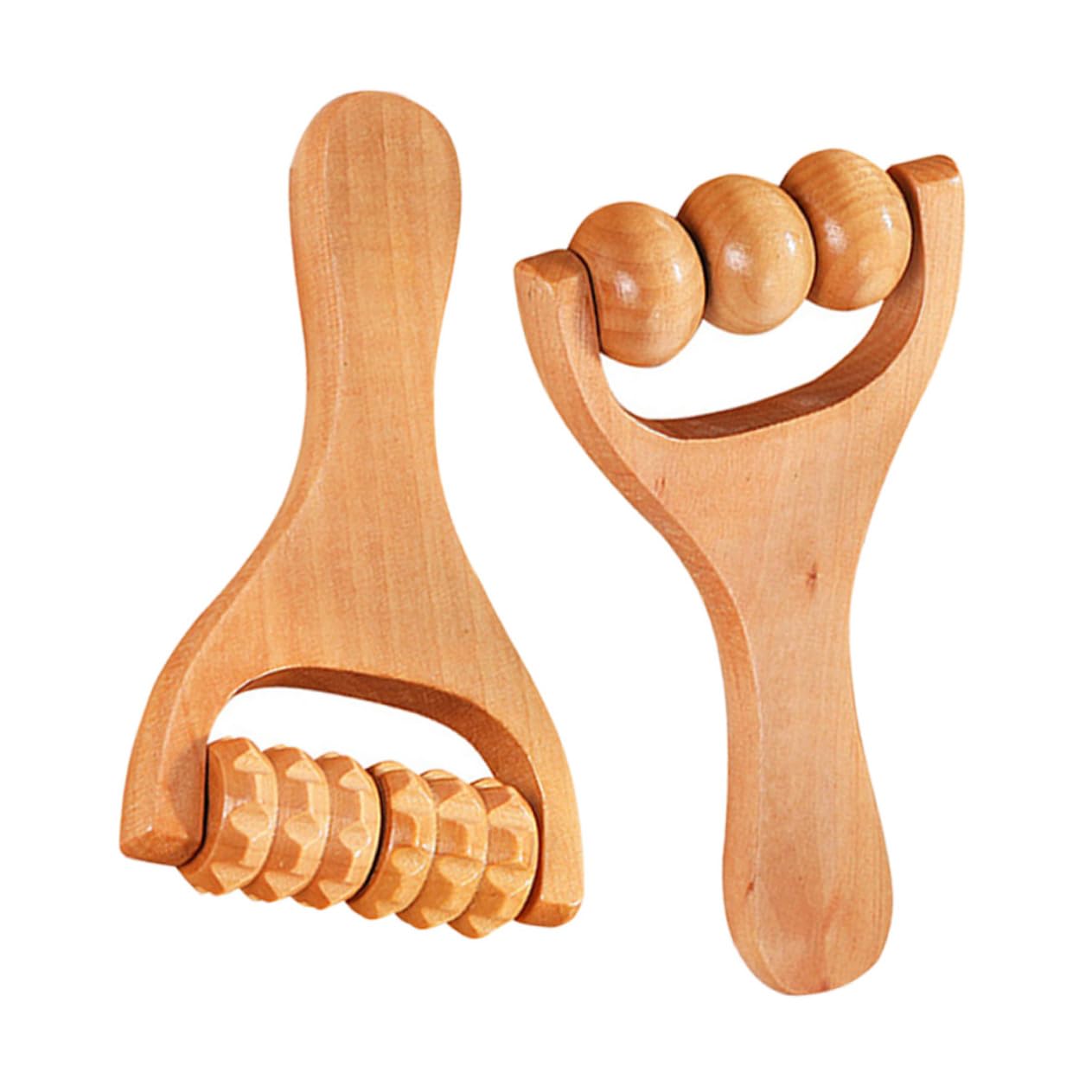 CONGARTENO 2 Piezas Rodillo Masaje Manual de Madera Herramienta para Masaje Muscular para Pies Cuello y Espalda Diseño Ergonómico para Uso Casa y Terapias FÃsicas