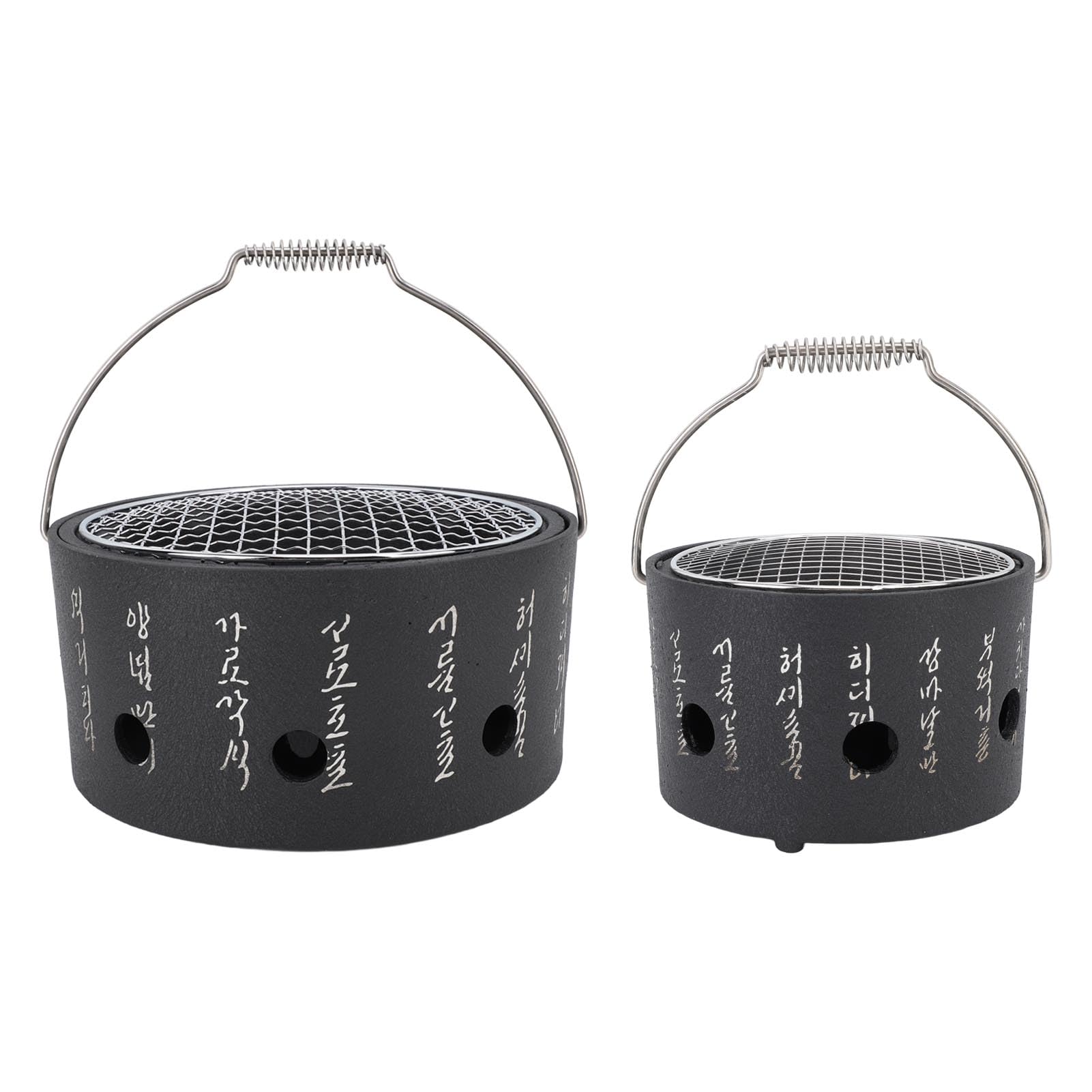 Mini Fornello per Barbecue Giapponese, Fornello per Barbecue Rotondo Portatile Mini Grill per Barbecue in Alluminio con Rete in Acciaio Inossidabile per Barbecue All'aperto(Large)