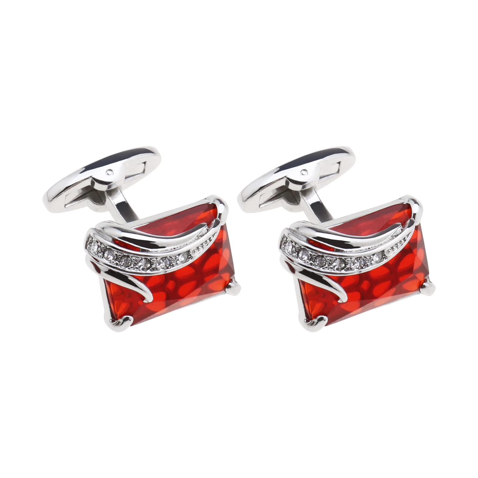 OTOTEC Par de gemelos de cristal rojo para camisa, gemelos clásicos de moda, gemelos de manga para gemelos, regalo delicado para hombres, padre, novio, accesorios de decoración de ropa, 25x18x13mm,