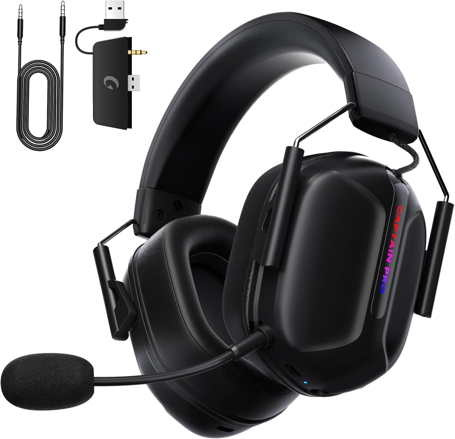 RYR Wireless Gaming Headset for Xbox Series X|S, Xbox One, PC, PS4/5, Mac, Switch, Mobile, 3D Surround Sound, Bluetooth 5.3, 60H Battery, Gaming Headphones with Detachable Noise Canceling Mic-Black