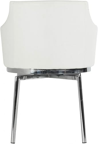 Miniatura 4 de Limari Home Negis Collection - Silla de comedor giratoria tapizada clásica de piel sintética con brazos y marco cromado, color blanco
