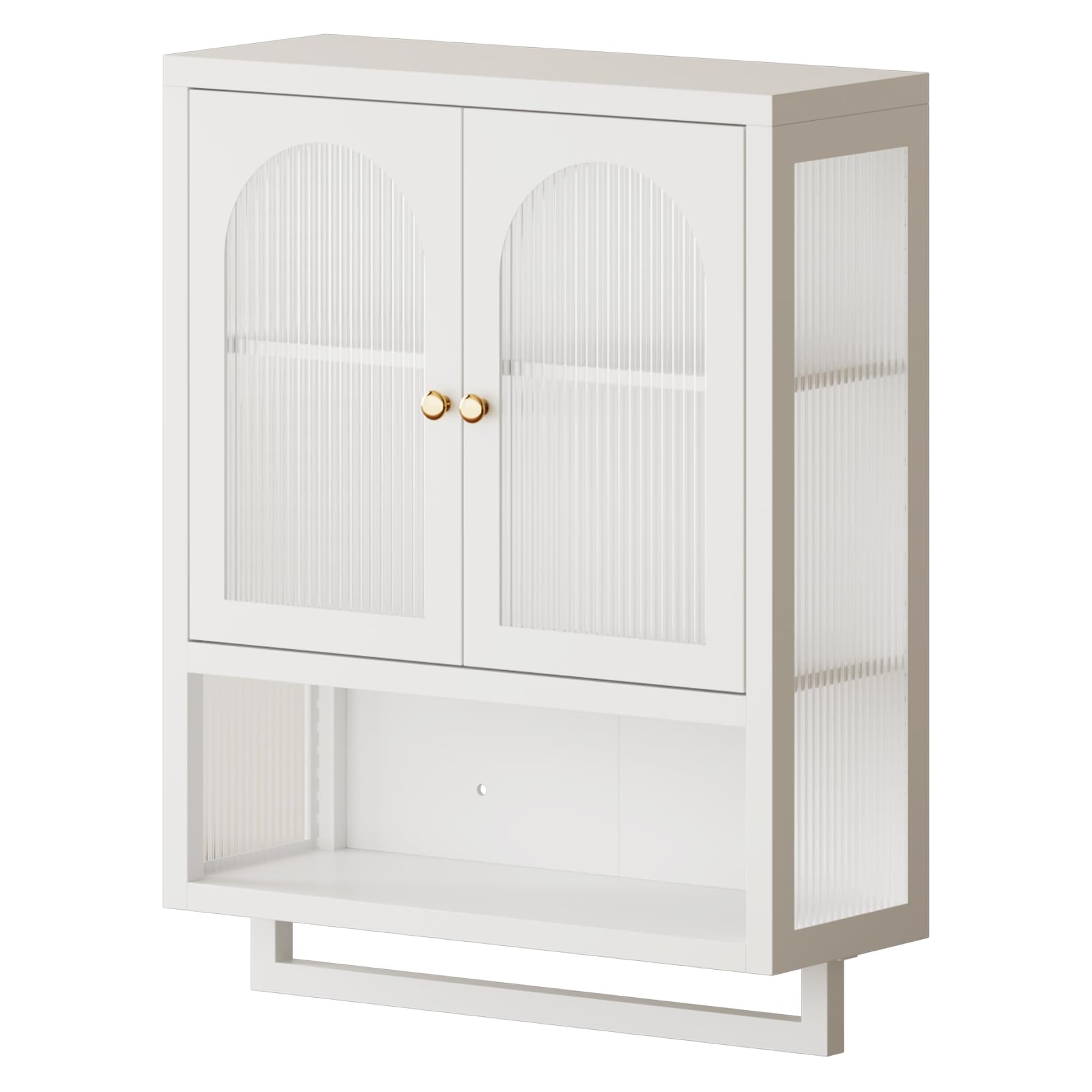 ALBAD Bathroom Cabinet Wall Mount, Metal Medicine Cabinet Wall Mounted with Glass Doors, Bathroom Wall Storage with Adjustable Shelves for Kitchen,