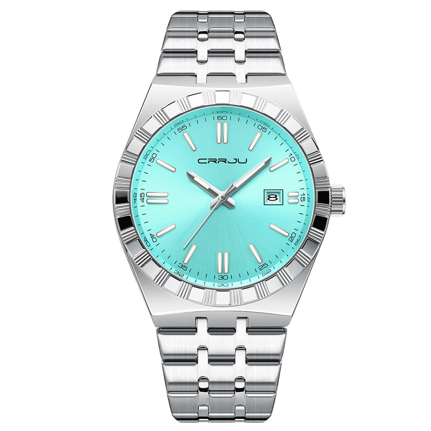 CRRJU Watches for Men,Fashion Luxury Luminous Analog Quartz Wristwatches,Business Man Calendar Watches Silver - 2