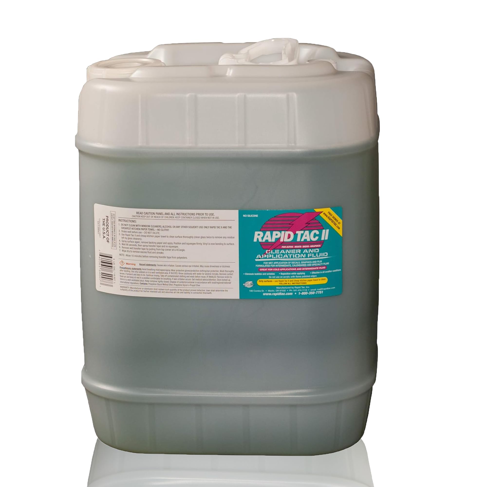 Rapid Tac II Decal Application Fluid for Glass and Cold Weather Intermediate and Specialty Films (5 Gallon Jug (640 oz))