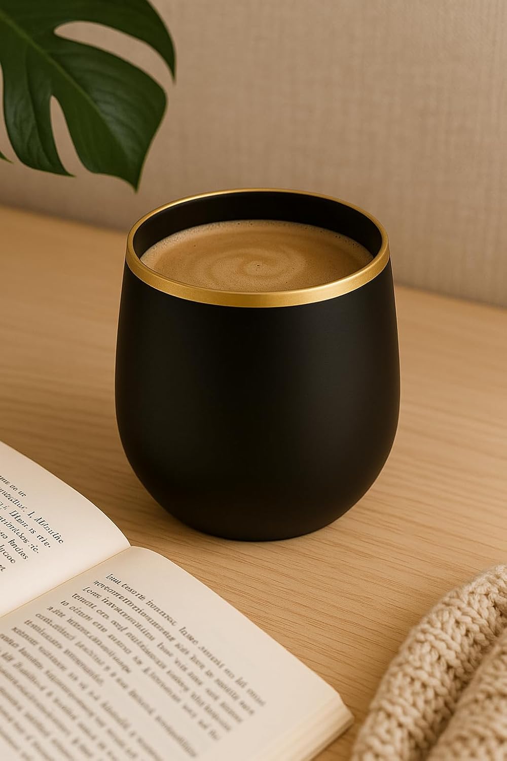 Oojami 40 count 12 Ounce Cups Unbreakable Stemless Plastic Wine Champagne Whiskey Glasses Elegant Durable Disposable Indoor Outdoor Ideal for Home, Office, Bars, Wedding, Black Gold Rim Matte - Image 7