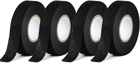 CHUANGSEED Ruban Adhésif Fils électriques Isolant Noir,19mmx15m,4 Pièces,Ruban de Câbles Résistant à la Chaleur pour Voiture,Moto,Adhésif Ruban de Harnais de Câblage,Black Wire Harness Tape