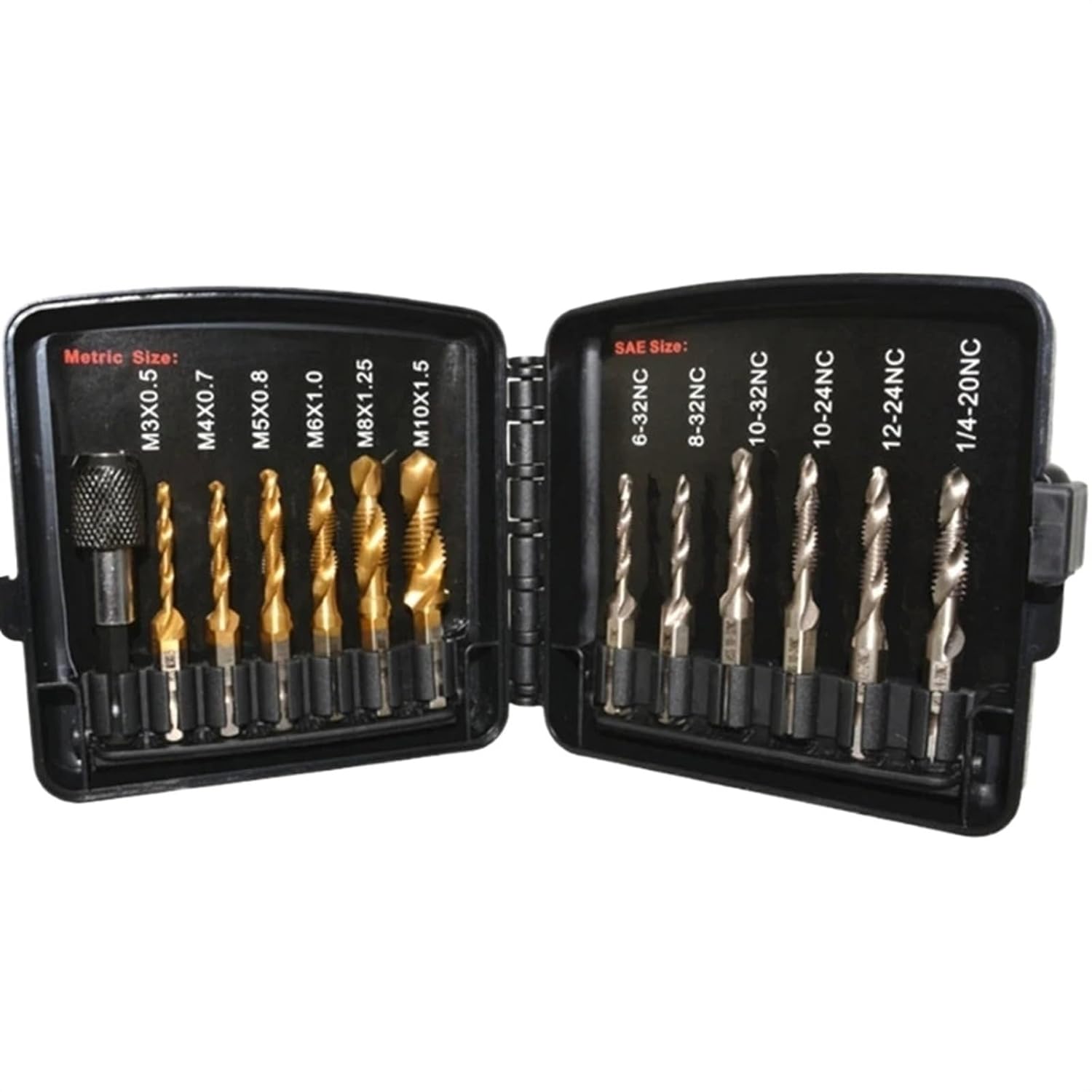 Combination Drill Tap & Tap Bit Set 3-in-1 Titanium Coated Screw Tapping Bit Tool for Drilling Tapping Countersinkin Tools (Size : A)