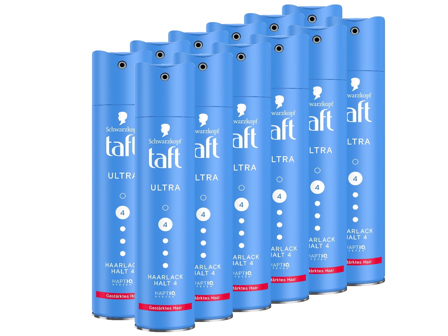 Schwarzkopf Taft Haarlack Ultra (12x 250ml), Haltegrad 4 Haarstyling, Haarspray für alle Haartypen, gestärktes Haar, vegane Formel*