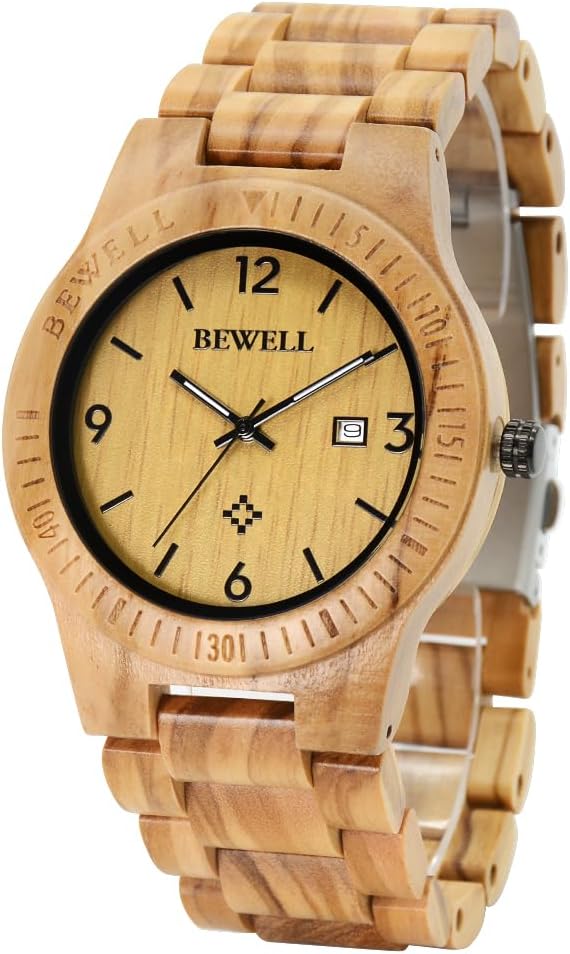 ZS-W086B Wooden Watch Men Gifts Handmade Date Display Quartz Movement Analog Lightweight Wood Wrist Watches