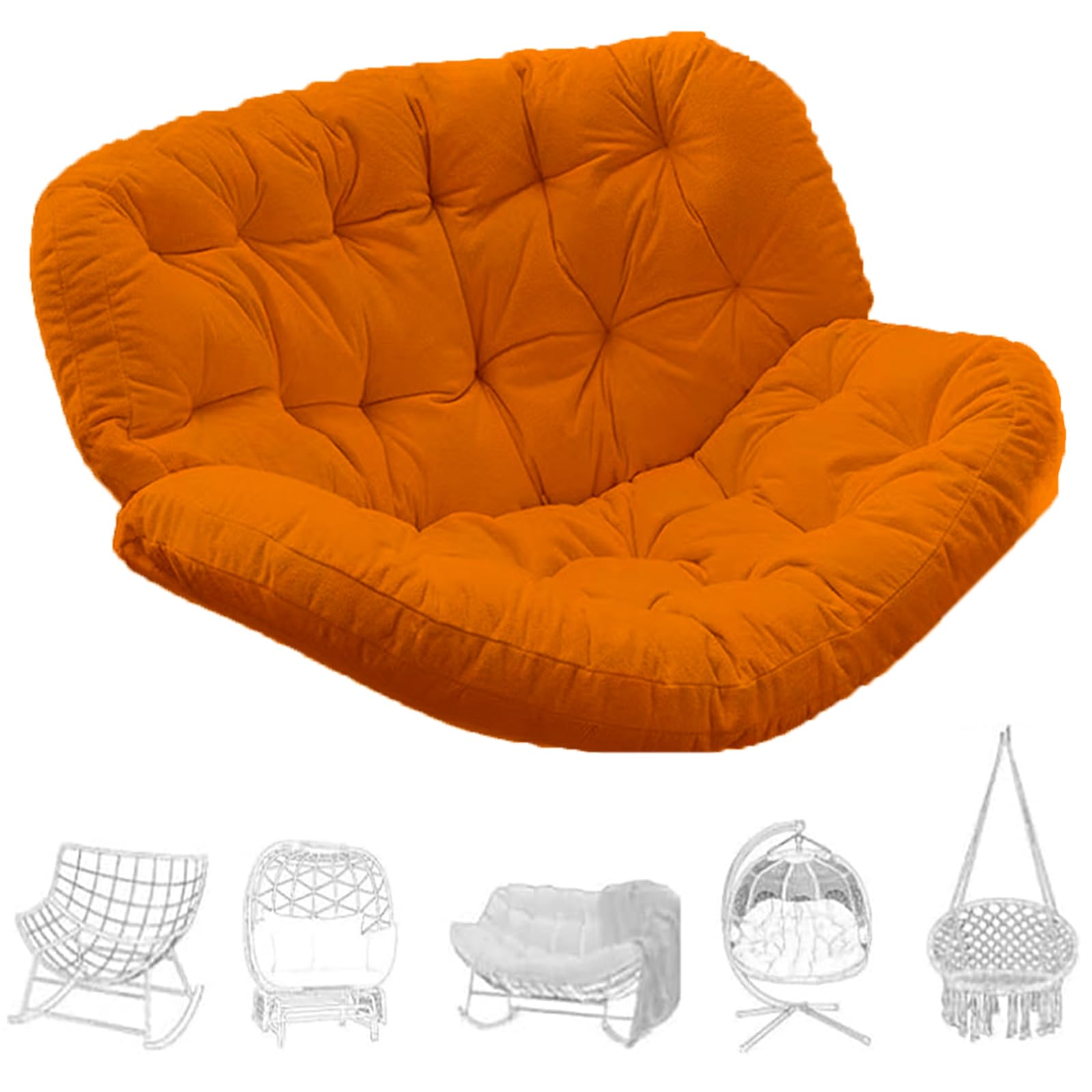 BYGSBKDP Rocking Chair Cushions, Giant Patio Rocking Chair Replacement Cushion, Replacement Cushions for Outdoor Velvet Egg Chair 4"×39.4"×47.2" Cotton Filling Is Soft And Skin-Friendly (Orange)
