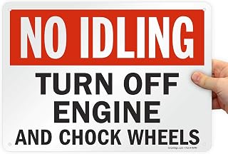 SmartSign "No Idling - Turn Off Engine And Chock Wheels" Sign | 10" x 14" Aluminum