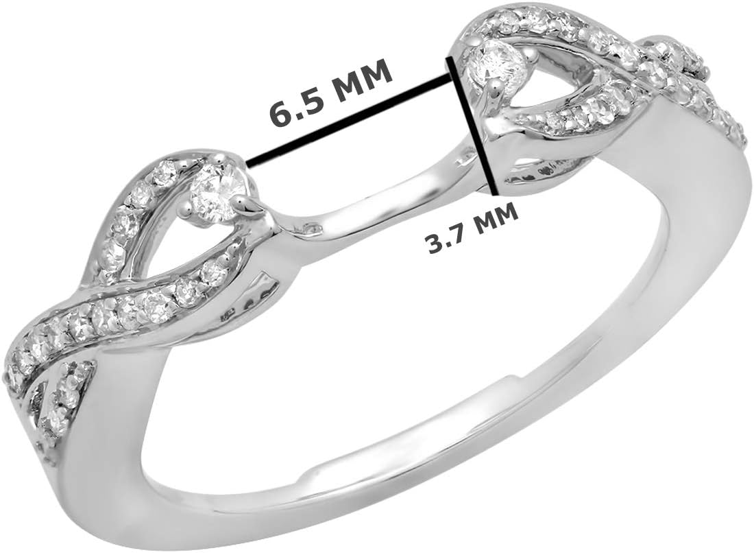 Dazzlingrock Collection 0.23 Ctw 14K Real Solid Gold Round White Natural Diamond Women Wedding Band Enhancer Guard Ring