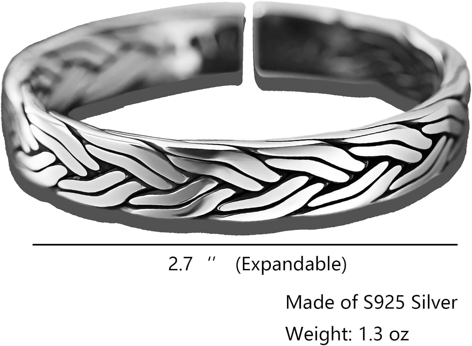 Kim Carrey S925 Sterling Silver Bracelet, Stacked Bracelets Open Bangle Cuff Design, Men's Gift Jewelry for My Man