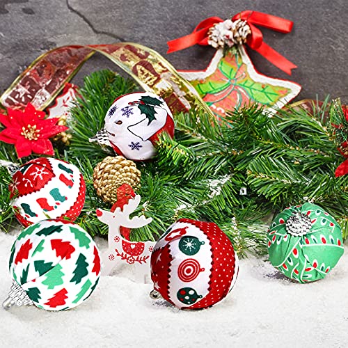 16 Pieces Christmas Ball Ornaments Fabric Wrapped Ball Ornaments Decorative Christmas Balls Christmas Tree Hanging Decorations For Christmas Tree Wreath Ornaments Home And Party Holiday Decor #TOP5