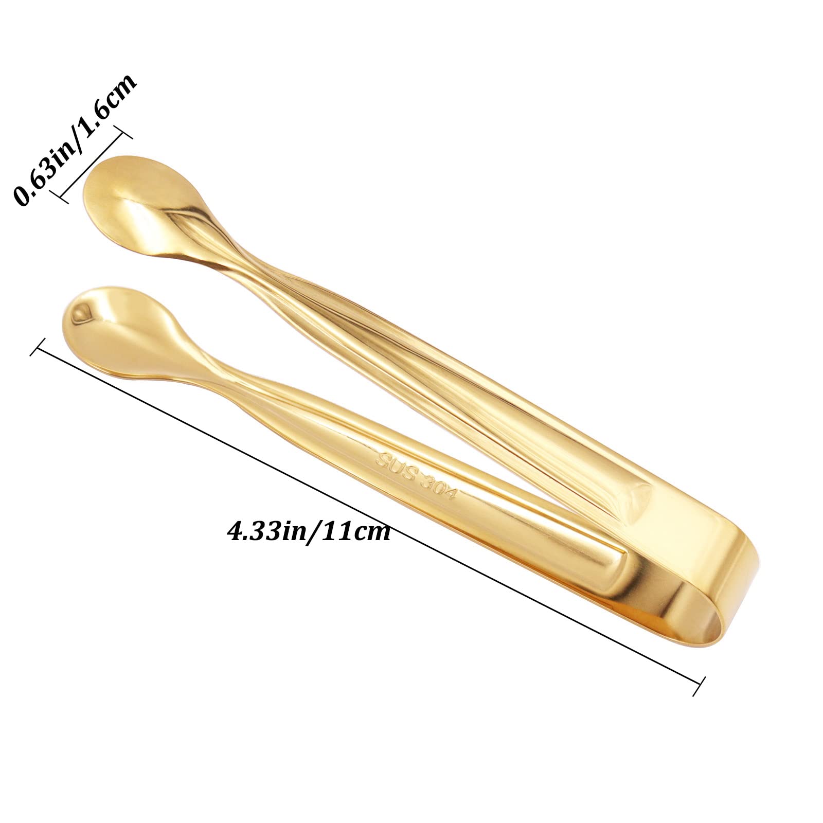 Pinzas de candy bar,8pcs Pieza Alicates para Hielo,Acero Inoxidable Mini Pinzas Clip,pinzas de hielo para azúcar,para Alimentos como Cubitos de Hielo, Azúcar, Rodajas de Limón, Galletas, Ensaladas-Oro