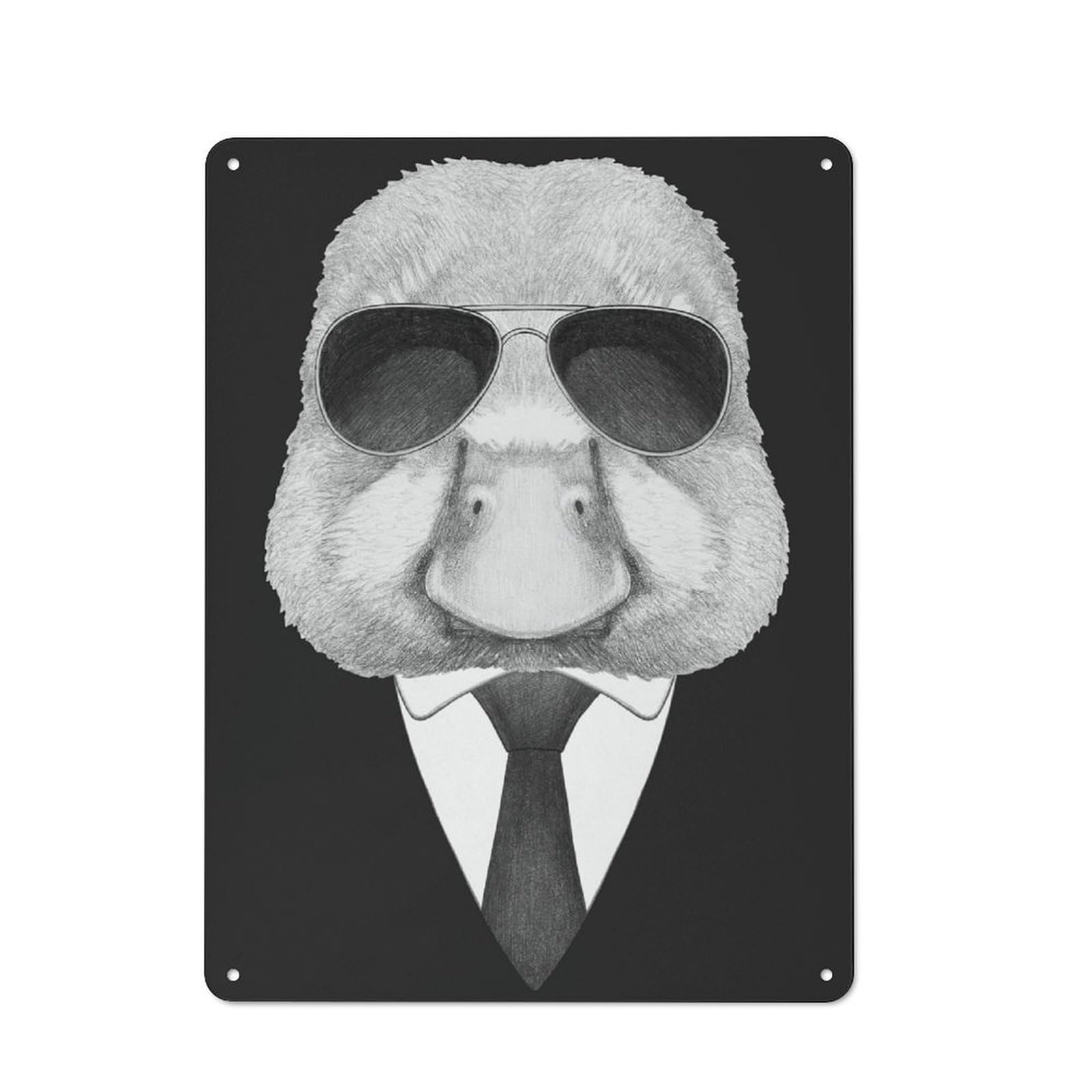 Junmoney Portrait Of Duck In Suit Vintage Vintage Tin Sign 40X30cm Featuring Cafe Wall Decor For Coffee Bar, Kitchen, Bistro Or Tea Corner