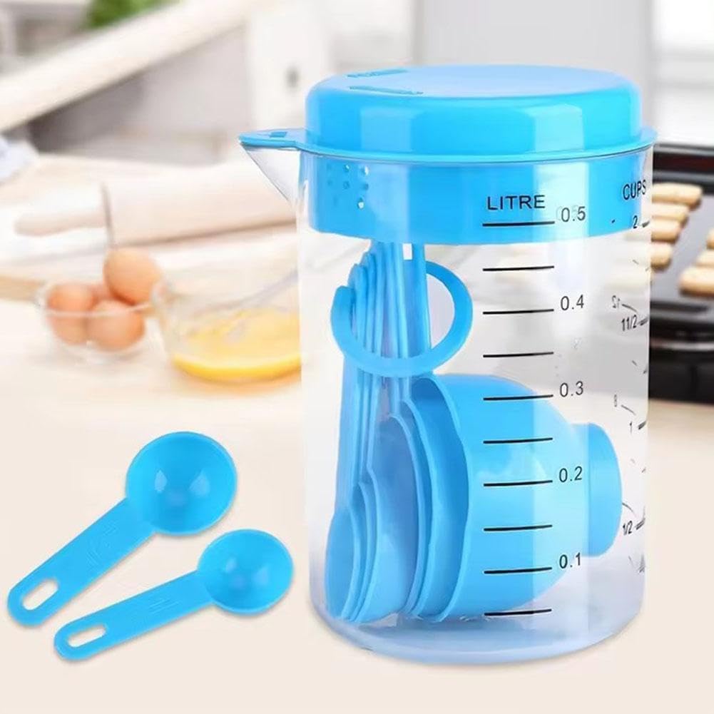 7 Piece Kitchen Measuring Tool, Plastic Measuring Cup Measuring Spoon with Scale Scale Set Plastic Measuring Cup Set Kitchen Tool, Nesting Measuring Cups Measuring Cups, for Cooking (30PCS Pink)