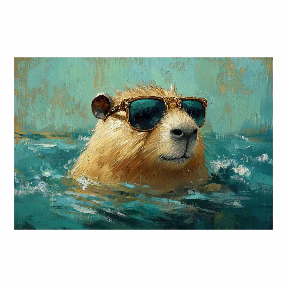 JOSUE Large Animal Canvas Wall Art Funny Modern Large Panoramic Landscape Artwork for Living Room Bedroom Bathroom Office Home Decor(Brown 79)-70x100cm Unframed