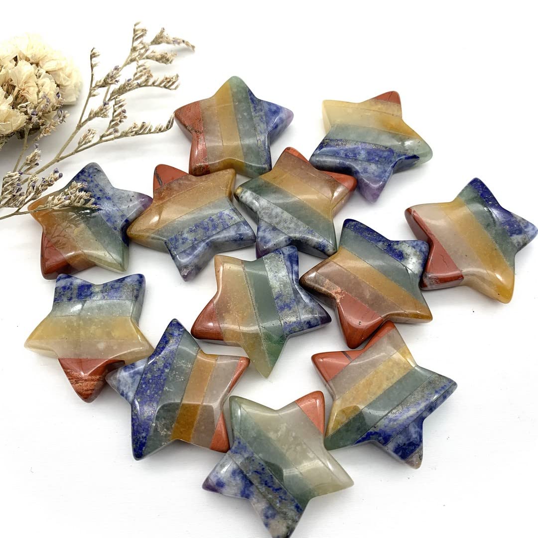 Decoración del hogar, 1 pieza de cuarzo natural con 7 cristales en forma de estrella, decoración de piedra pulida DIY, regalos de cristales naturales, dibujo de cristal natural yuebang decoración de l