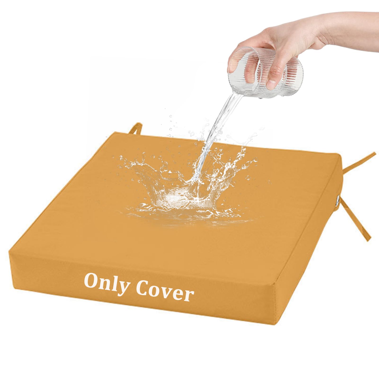 Générique Housse De Coussin D'extérieur, Rechange en Tissu Polyester Résistant à l'eau avec Fermeture éclair, Protection pour Mobilier De Jardin Terrasse Sièges De Détente,Jaune,80x80x10cm