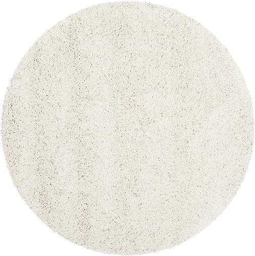 Image of Shaggy Carpets and Rugs for Hall and Drawing Room 8x8 Round Cream Color