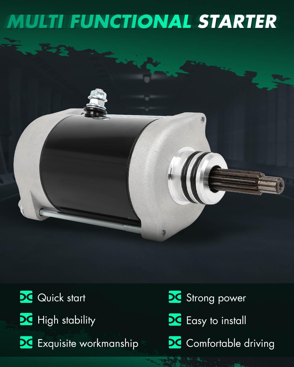 SCITOO Starter Motor 19881 for Polaris UTV RZR XP 900 2011 2012 XP EPS LE EPS 2012 12V CCW 10-Tooth Pinion PMDD