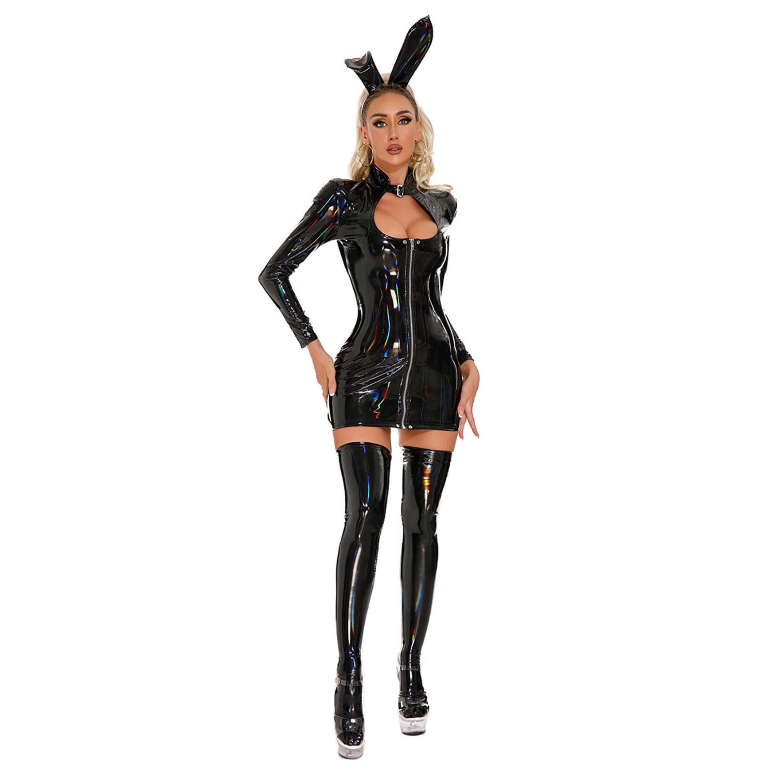 Tenue Sexy Body Combinaison Latex Lingerie Femme Coquine Hot Robe Érotique String Porte Jarretelle Porte-Jarretelle Dentelle Ensemble Chic Et Elegant Cuir Vêtements Ouvert Entrejambe De Pute Nuisette