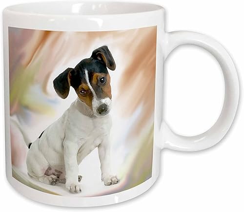 3dRose Perros Jack Russell Terrier Jack russell terrier Tazas, Blanco