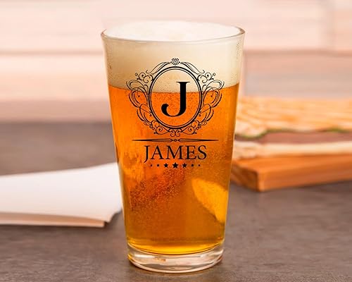 Miniatura 4 de PREZZY Vaso de cerveza personalizado con letra J inicial, divertido monograma, regalos para hombres, vaso de cerveza con nombre personalizado, 16