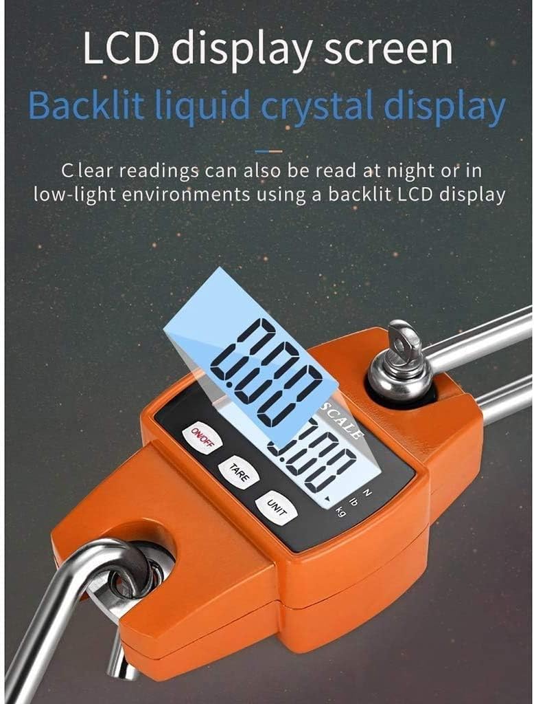 Electronic Weighing Digital Hanging 300kg/0.1kg Industrial Heavy Duty Crane LCD High Accuracy Electronic Crane for Industrial Farm Hunting (Orange 300kg/0.1kg)