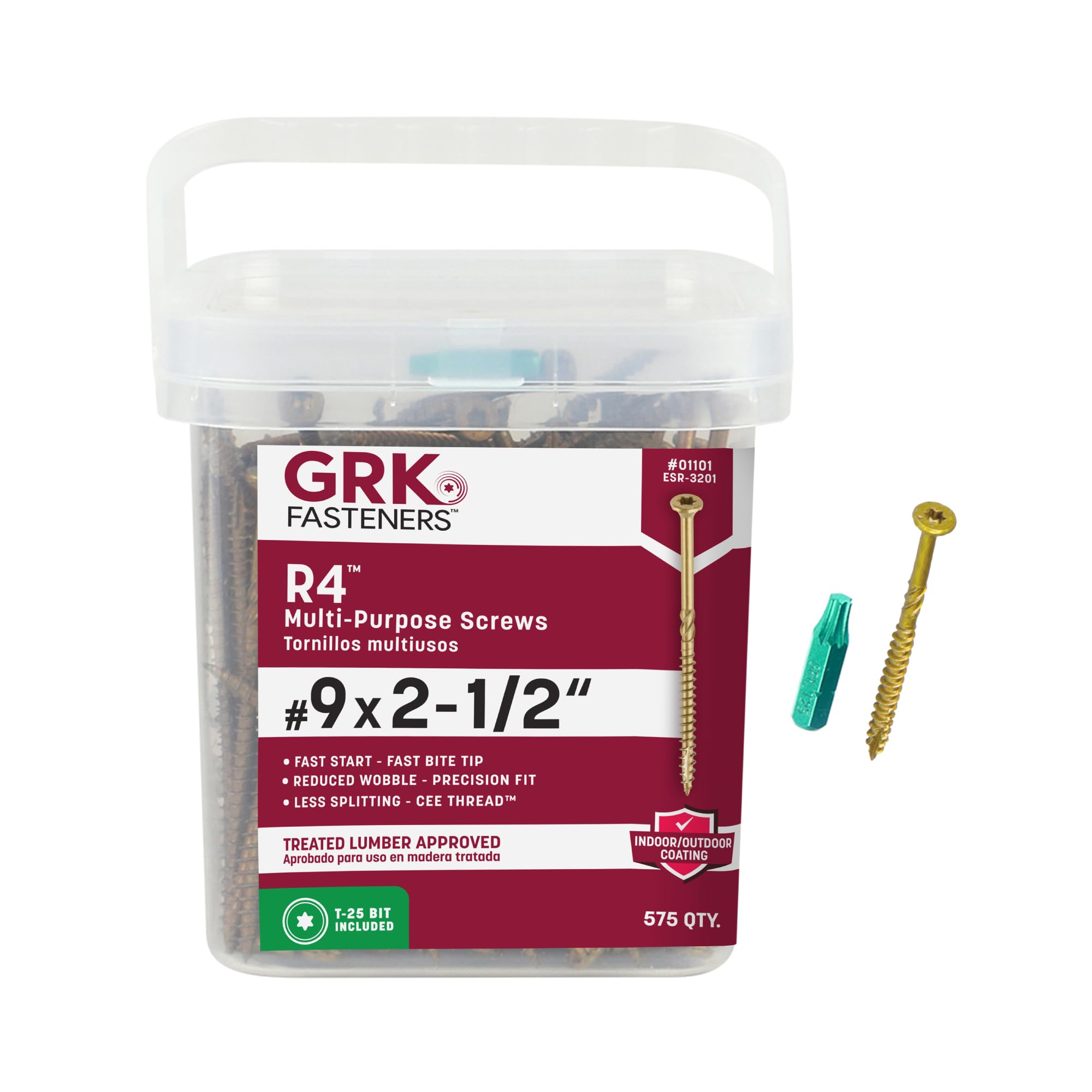 GRK Fasteners R4™ #9 x 2-1/2' Multi-Purpose Framing Screws, 575 PCS