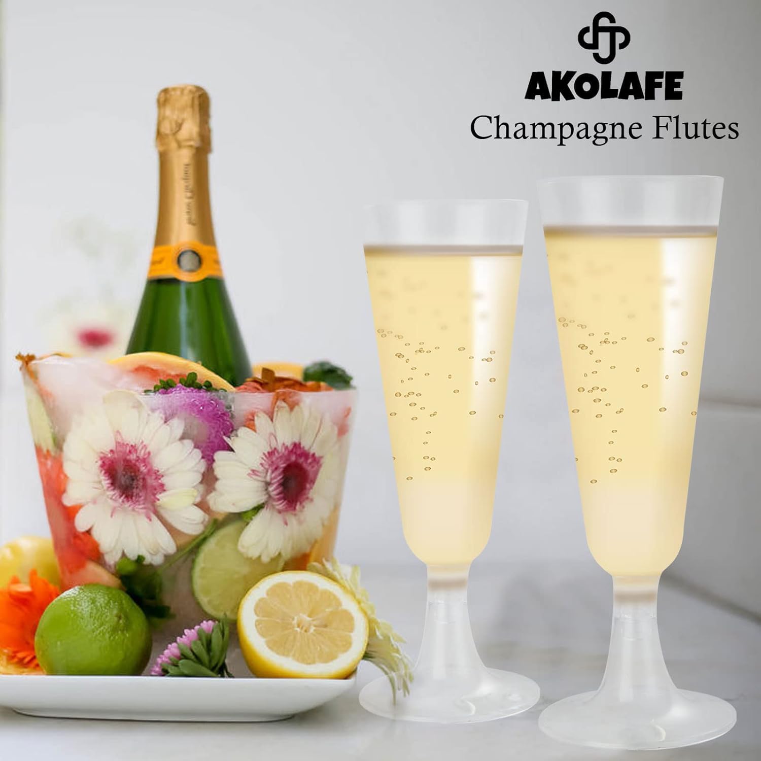 AKOLAFE 100 Stück Sektgläser Plastik 160ml Sektgläser Kunststoff Mehrweg Sektglaser Transparent BPA-frei Sektglas Stapelbare Champagnergläser für Hochzeiten, Geburtstage, Party