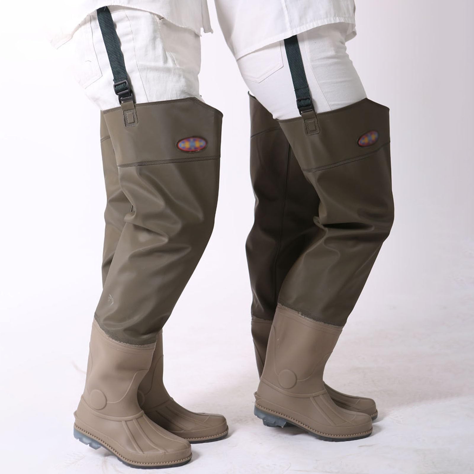 Stivali A Coscia Trampoliere impermeabile in PVC, stivale leggero con fascia elastica regolabile per la caccia alla pesca(Size:45 EU)