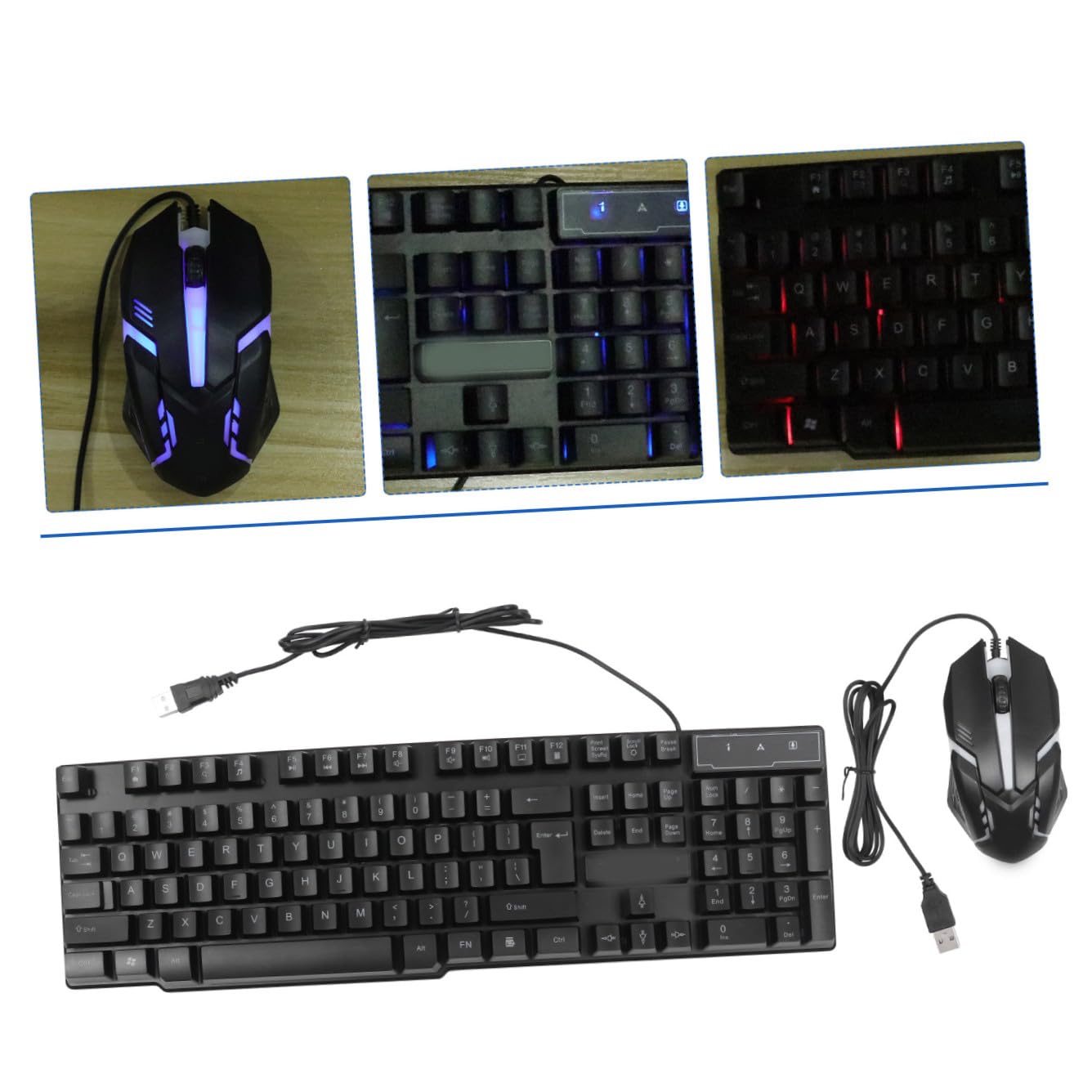 Tastiera Mouse Combo USB Retroilluminata per Computer Nero | Set 1 Pezzo, Plastica, Design Unico, per Gaming e Ufficio, Accessori Informatica
