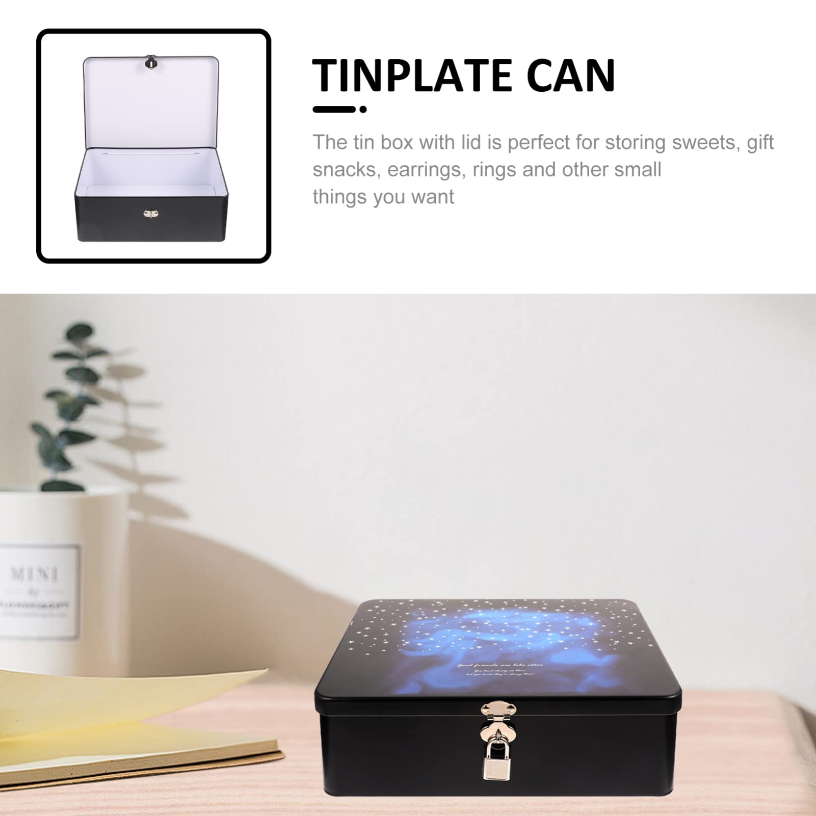 Amazon.co.jp: 収納ボックス ブリキ缶 缶ケース 鍵付き 星天 雑貨入れ