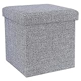 [page_title]-SONGMICS Faltbarer Sitzhocker Belastbar bis 300 kg leinen, hellgrau, 38 x 38 x 38 cm, LSF27H