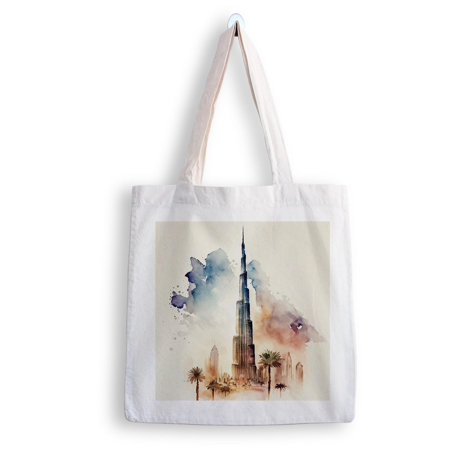 Canvas Tote Bags for Women, College Bag for Girls, Tote Bag for Shopping, Travel & Beach Bags for Women - Burj Khalifa - D No - 154