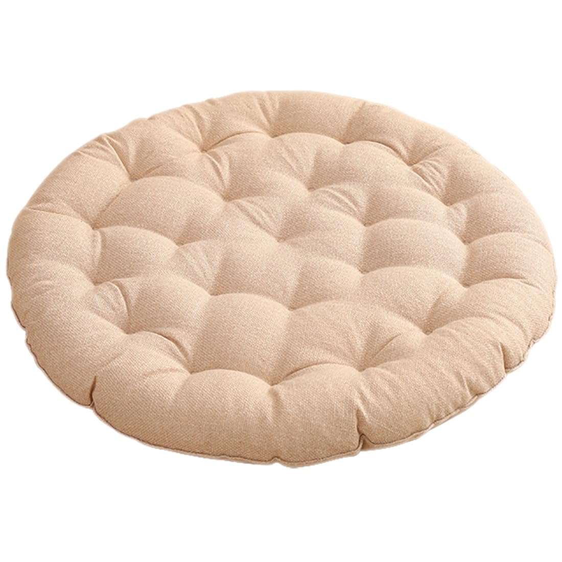 VHJdtE Seat Cushion, Large Round Linen|Pearl Cotton Filling Soft Comfortable Sitting Cushion|All-Season Relaxation Meditation(Beige,45cm(17.7in))