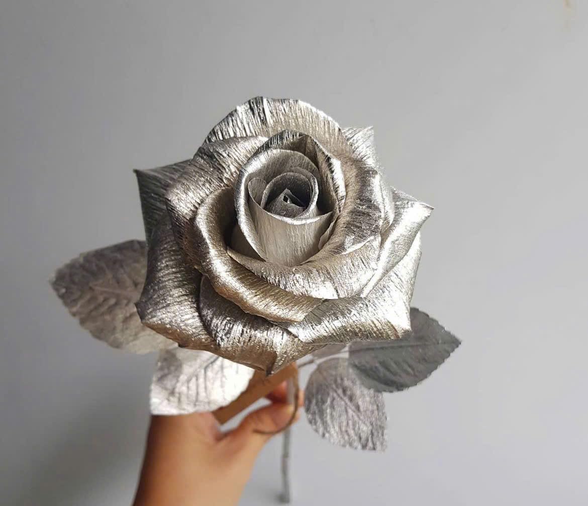 Camellia Bees 10th for her, Tenth Tin Ten 10 Year Wedding, Handcrafted Aluminum Tin Foil Paper Rose Gifts for her him Couple 10 Year