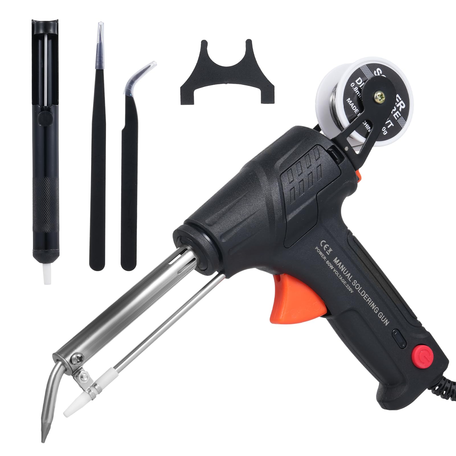 Pistolet à souder,60 W souder etain Pistolet avec fil de soudage,Pistolet à souder portatif semi-automatique pour le soudage de circuits imprimés, la maintenance électrique et le bricolage