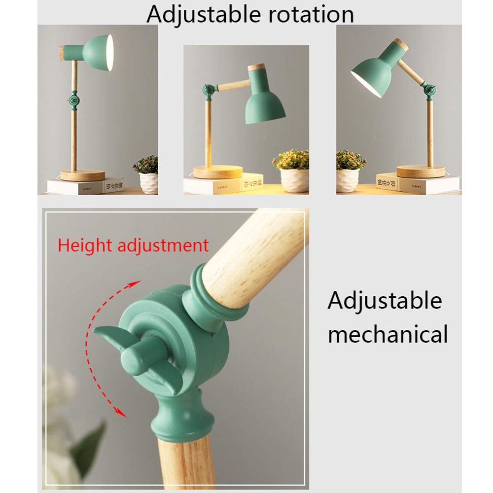 Lampada Da Tavolo In Legno Con Bracci Girevoli - Luce LED, Base E27, Design Classico, Colore Rosa - Foto 7