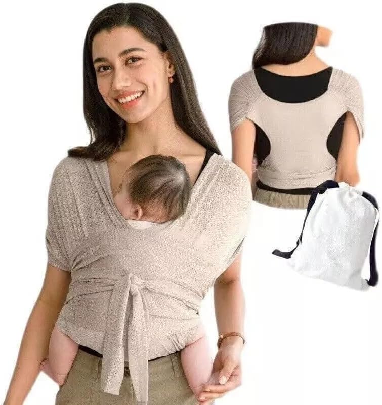 Baby Sling Strap Stretchy Baby Wrap Carrier Newborn Carrier Baby Sling Carrier (Beige, M)