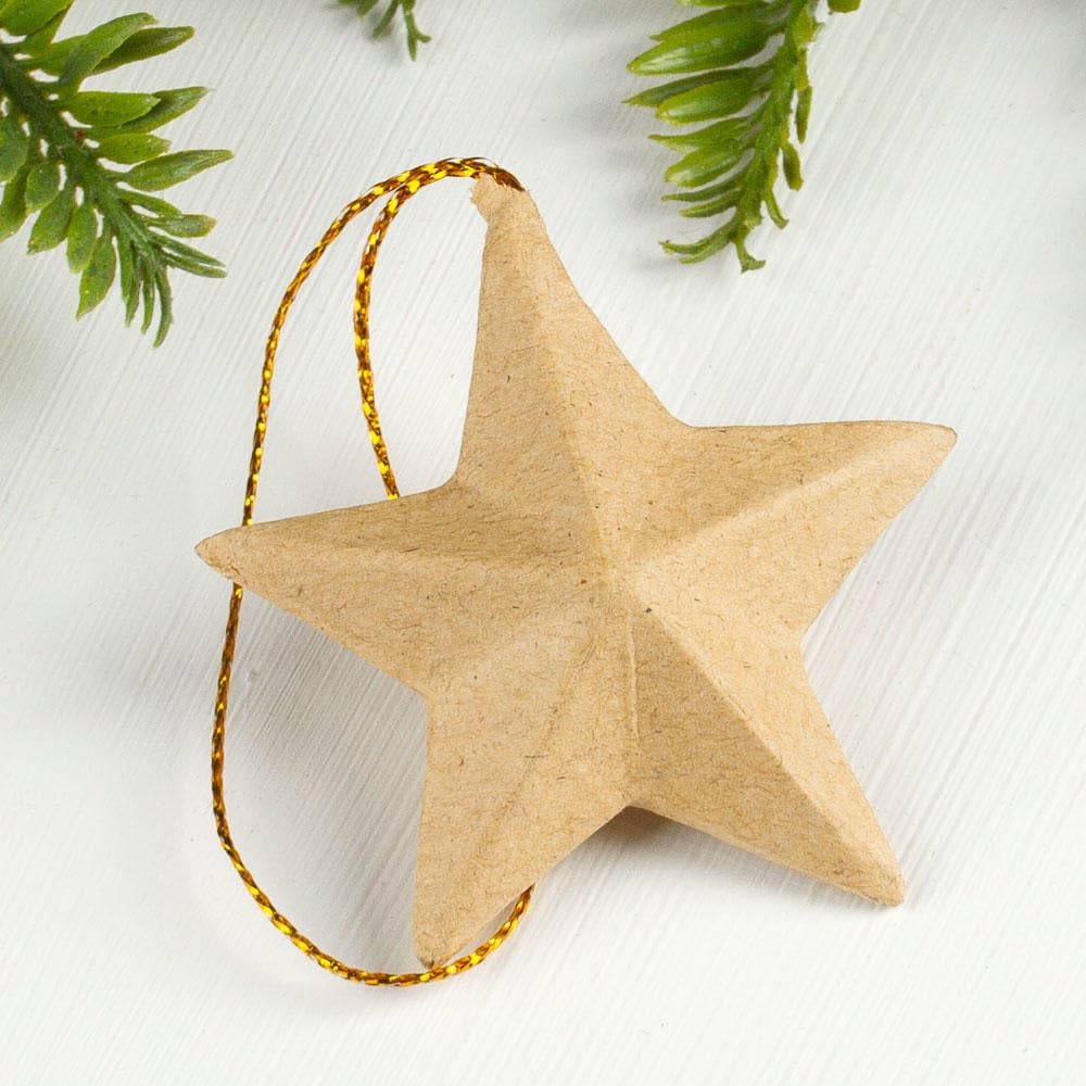 Factory Direct Craft Pack of 36 Paper Mache Dimensional Star Ornaments for Everyday or Holiday Crafts and Decorations (2-1/4 W x 2-1/4)