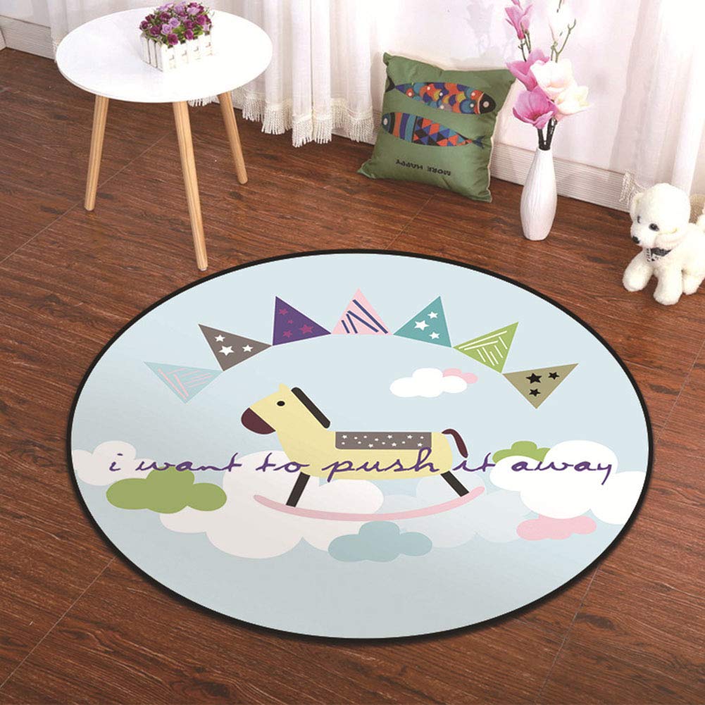 Tapis de jeu bébé animal au design rond en flanelle lavable pour embellir le salon