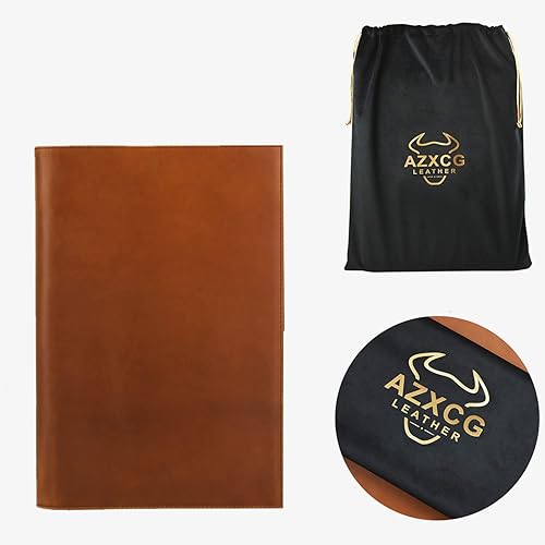 Miniatura 3 de Portafolio de cuero auténtico, hecho a mano, carpetas profesionales de negocios, cubierta de bloc de notas, oficina, currículum, documentos (nombre