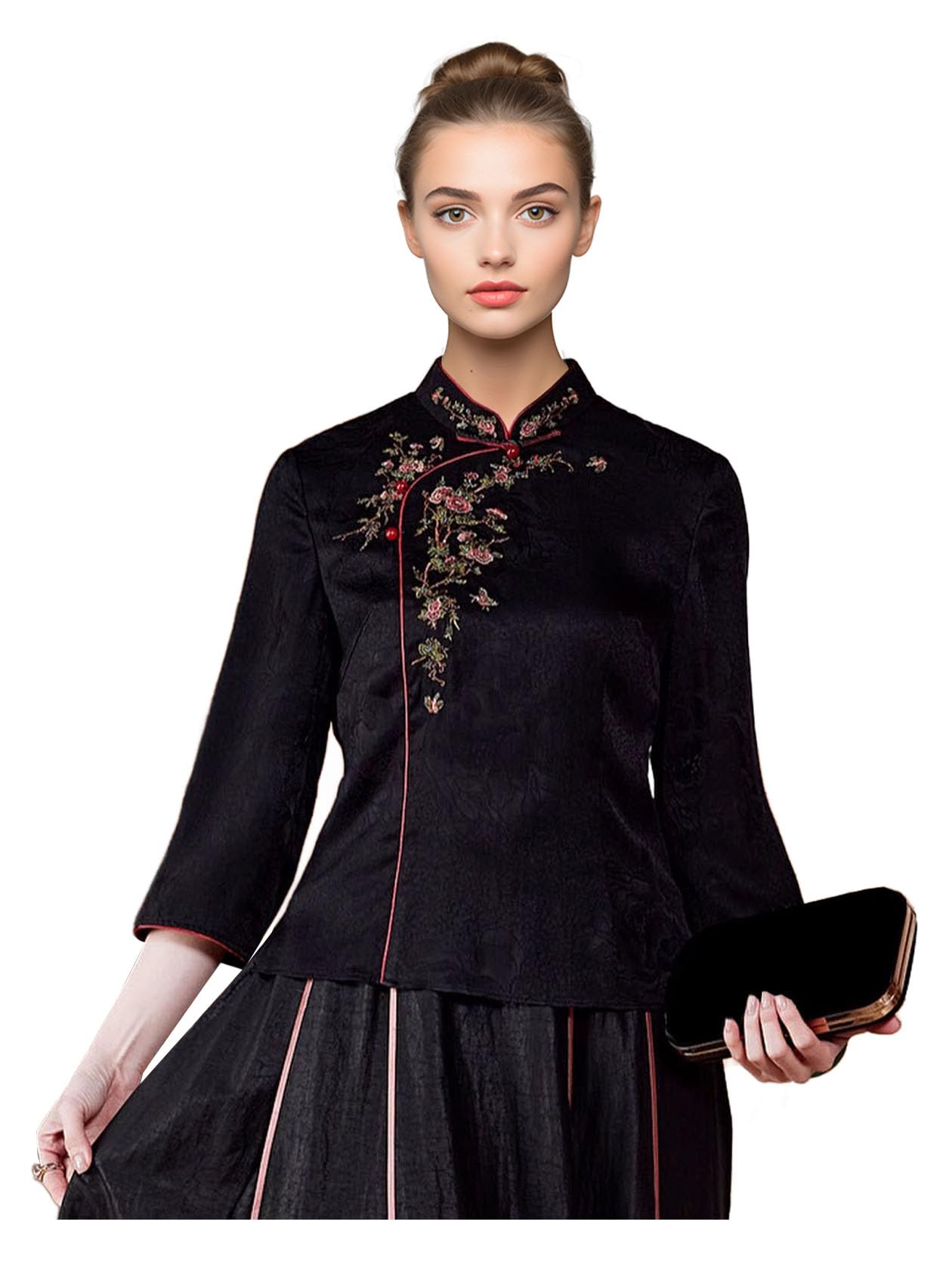 HangErFeng Blouse jacquard brodée en soie parfumée nuage 318
